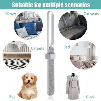 Lint Remover Electrostatic Pet Hair Removal Brush Double-Sided Couch Clothes Cleaning for Furniture Laundry with Self-Clean Loop