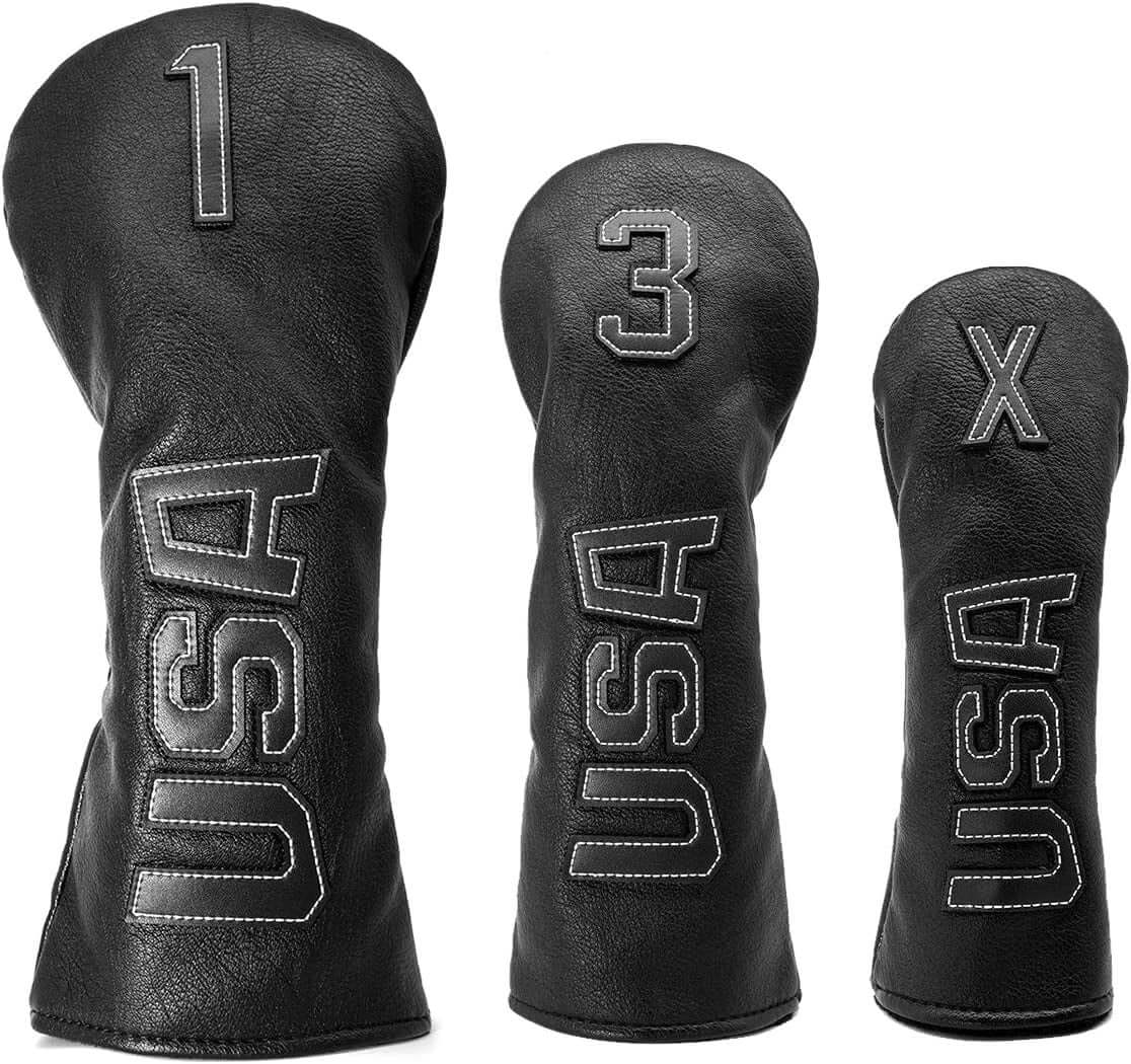 Taylormade, Titleist, Callaway Golf Driver & Fairway Wood Headcovers - Black Synthetic Leather, Thick, Cool, USA Made