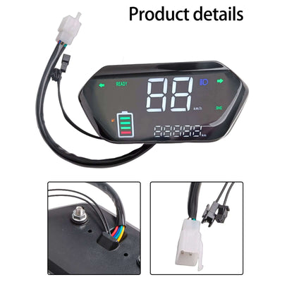 LCD Display Meter Control Panel for E-Bike Motor Digital Instrument Panel for Bike/Scootoer/Series Motors Black 48V/60V/72V