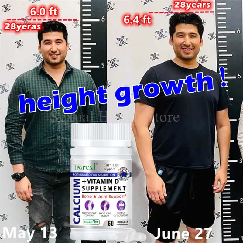 Natural Height Growth Maximizer for Kids, Teens, & Adults Vitamin D & Calcium Increase Peak Height Booster Bone Strength Pills
