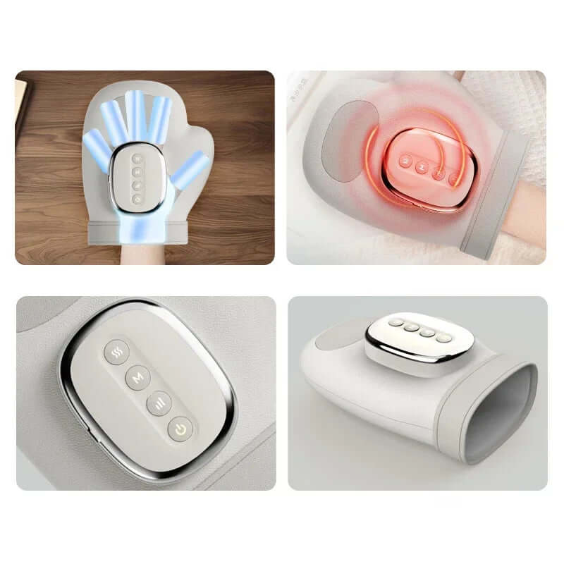 Hand Massager with Heat Compression Carpal Tunnel Wrist Finger Massagers Kneading Rollers Electric Portable Vibrating Gloves