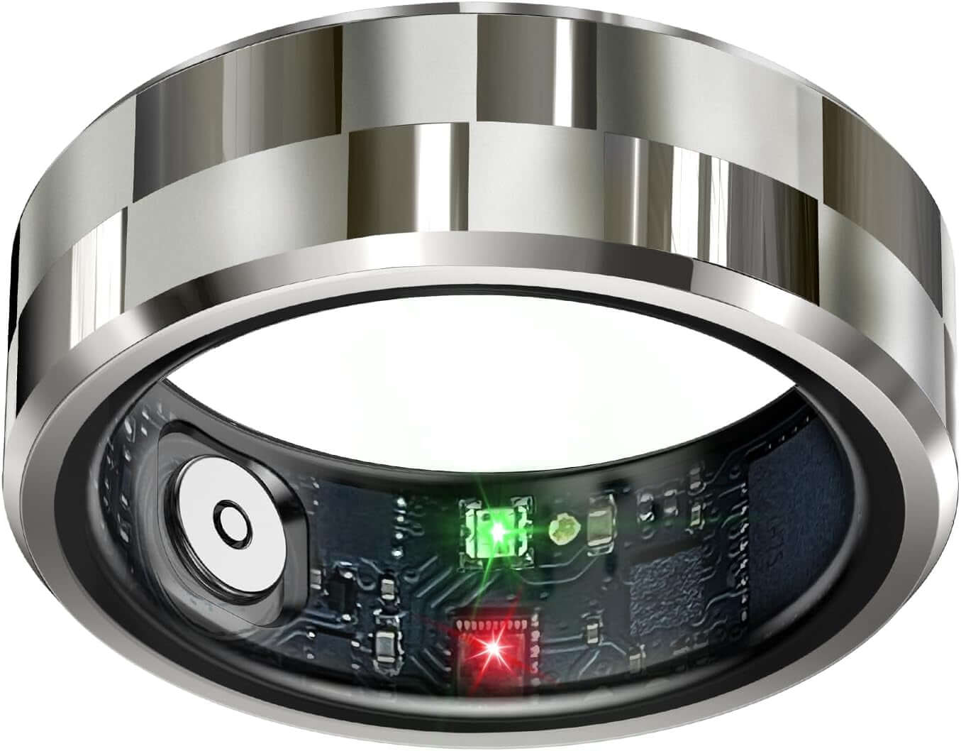 Smart Ring Health Tracker, Sleep Tracker Ring with Heart Rate, Waterproof Fitness Ring for Activity Monitoring/Steps/Distance/Calories,Air Gestures,Up to 7Day Battery,For Ios Android(Stylish Silver#8)