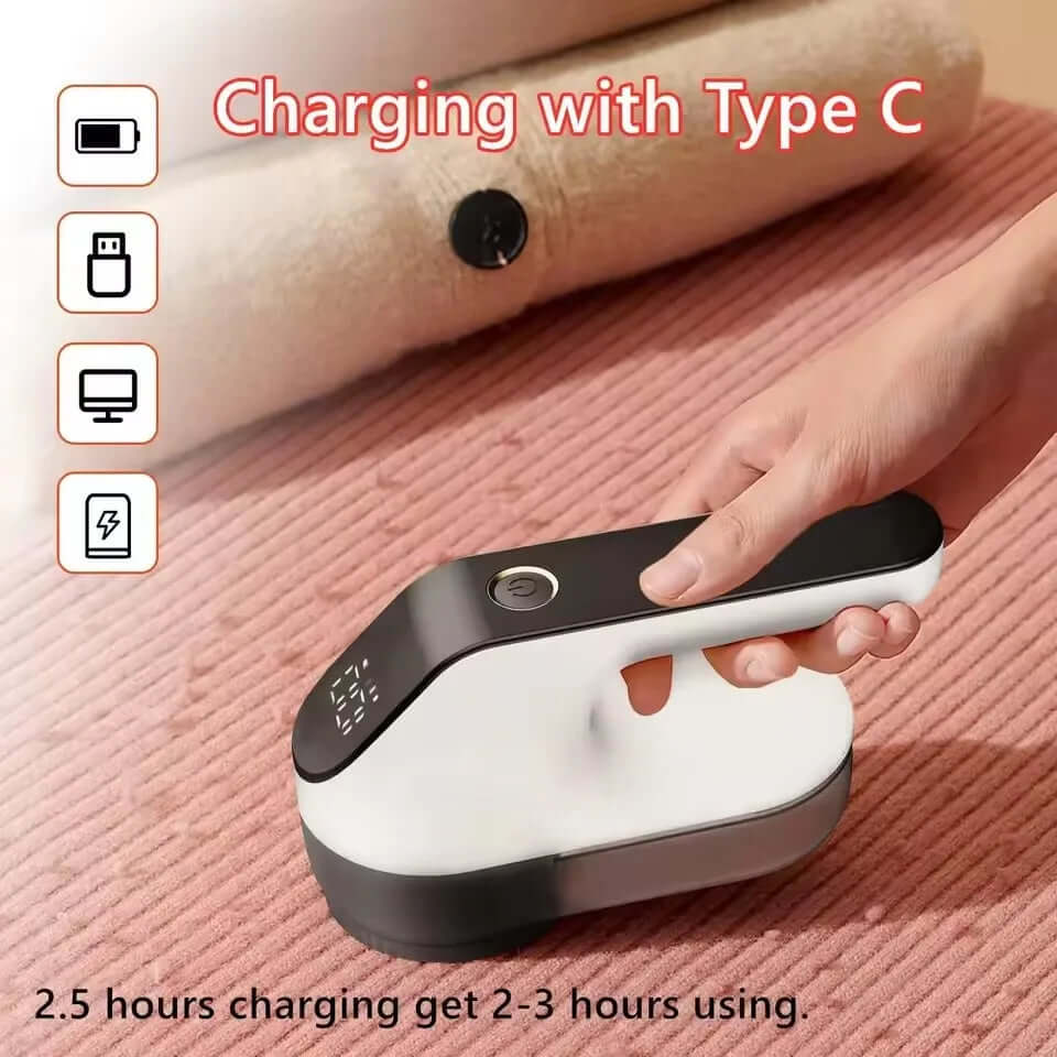 Lint Remover for Clothing LED Digital Electric Pellet Fluff Remover USB Rechargeable Fuzz Fabric Shaver for Clothes Couch