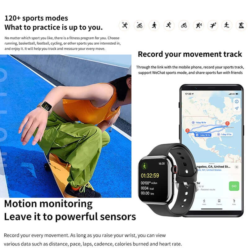 Watch 9 GPS Track Smart Watch Men Woman Heart Rate Body Temperature Bluetooth Call Waterproof Sports Smart Watch for Android Ios