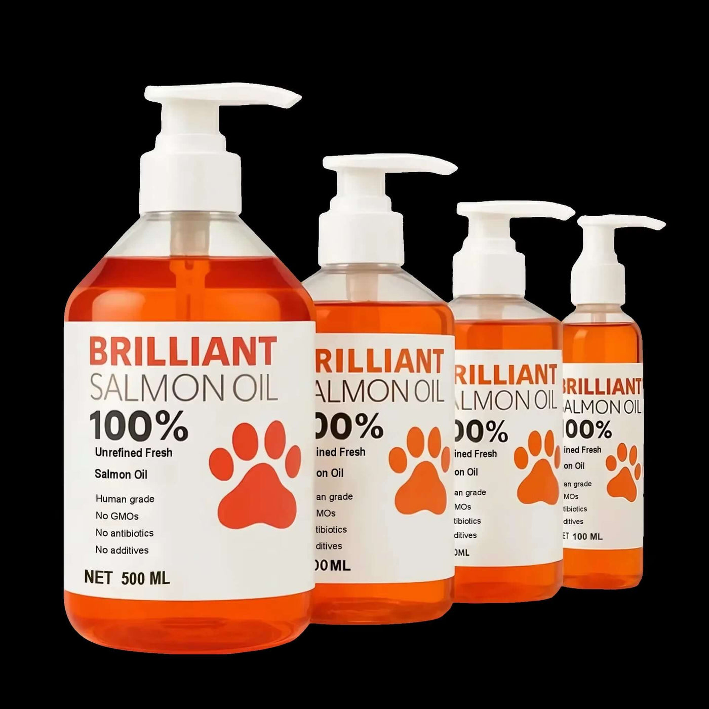 Human-Grade Salmon Oil for Dogs & Cats Omega 3 Fatty Acids Supplement (500Ml, 300Ml, 200Ml 100Ml) for Optimal Health & Nutrition