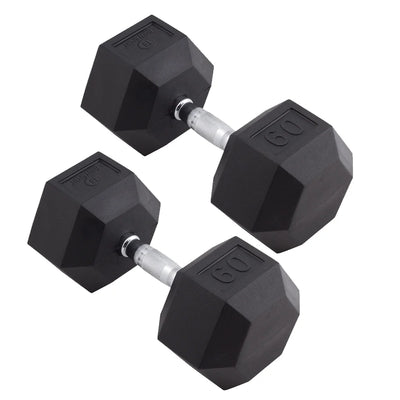 60Lb Rubber Hex Dumbbells