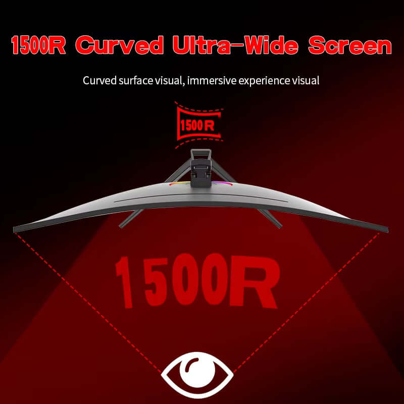 Monitor 34'' 144Hz Bandfish Screen Curved 1500R Gaming Bezel-Less Slim 400HDR Nits 100% SRGB Wide Color Gamut Fast VA Te