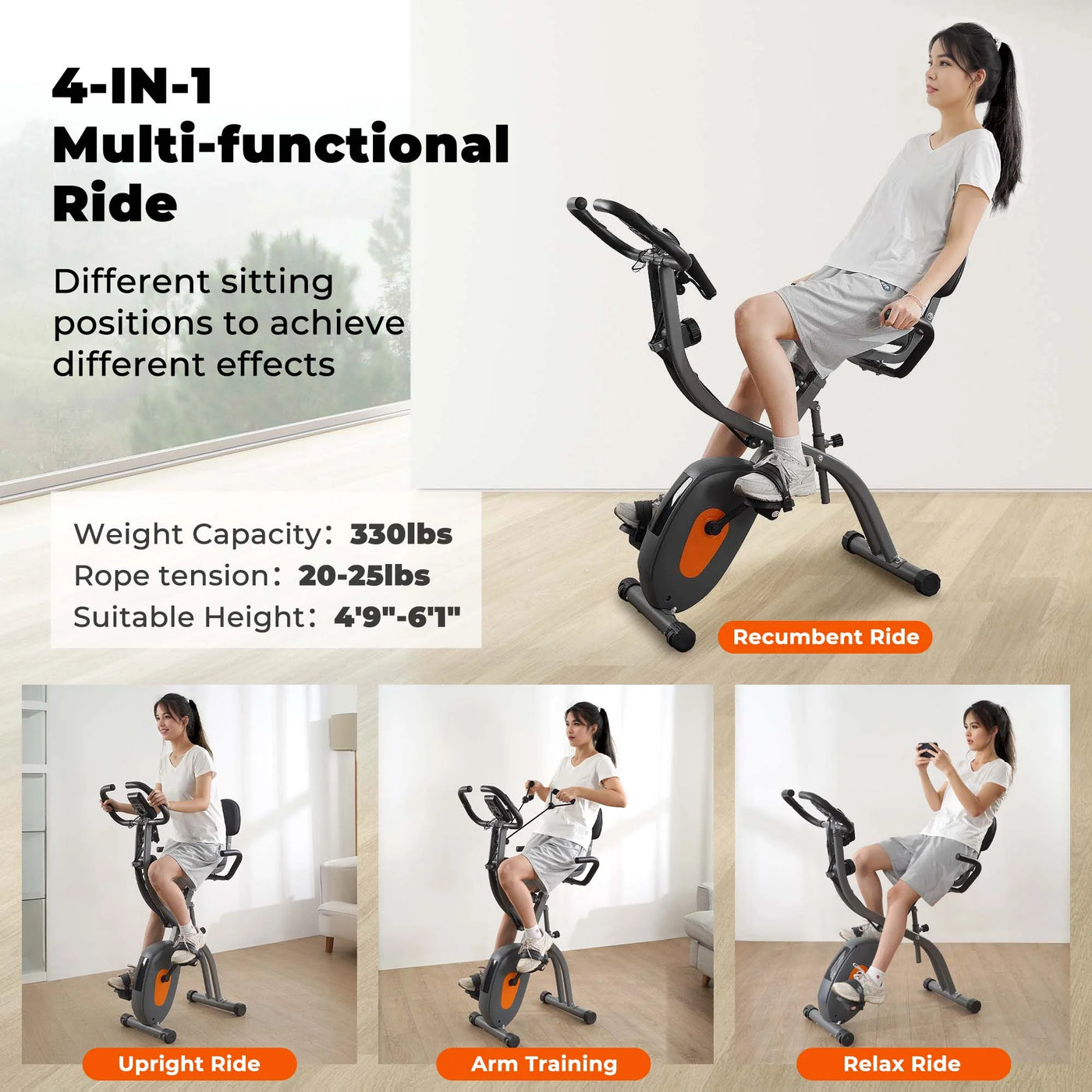 3-in-1 Folding Recumbent Bike