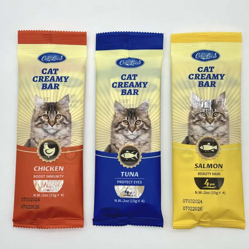 Cat Food OEM ODM Wet Pet Food Cat Treats Creamy Bar High Protein Pet Supplement15G*4