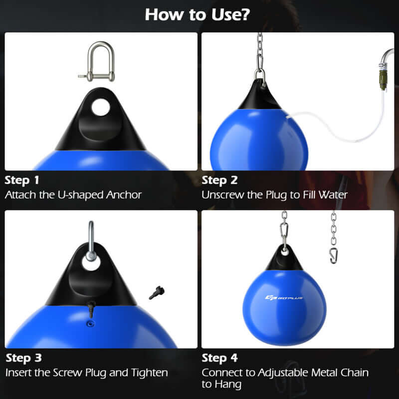 18 Inch 110 Pound Heavy Punching Water Aqua Bag with Adjustable Metal Chain