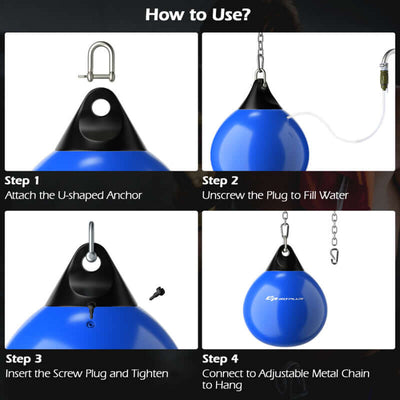 18 Inch 110 Pound Heavy Punching Water Aqua Bag with Adjustable Metal Chain