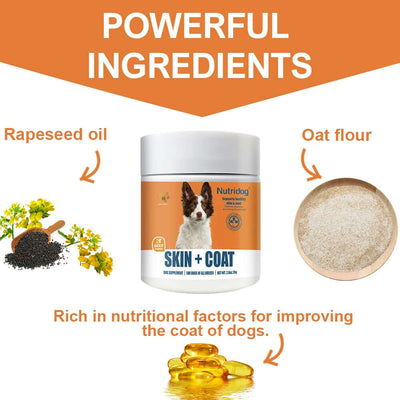 30 Soft Chews Skin & Coat Supplement for Dogs with Omega 3, 9 & Vitamin E for Fur Health Support（Beef Flavor）