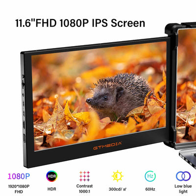 GTMEDIA 11.6Inch Portable Monitor 1920*1080 IPS FHD Triple Dual Extender Screen Full View Fold Display for 13.0-17.3Inch Laptops