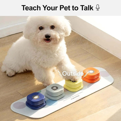 Dog Buttons for Communication 4 Pcs with Anti-Slip Mat Voice Recording Clicker with Training Manual for Cats Dogs