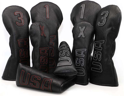 Taylormade, Titleist, Callaway Golf Driver & Fairway Wood Headcovers - Black Synthetic Leather, Thick, Cool, USA Made
