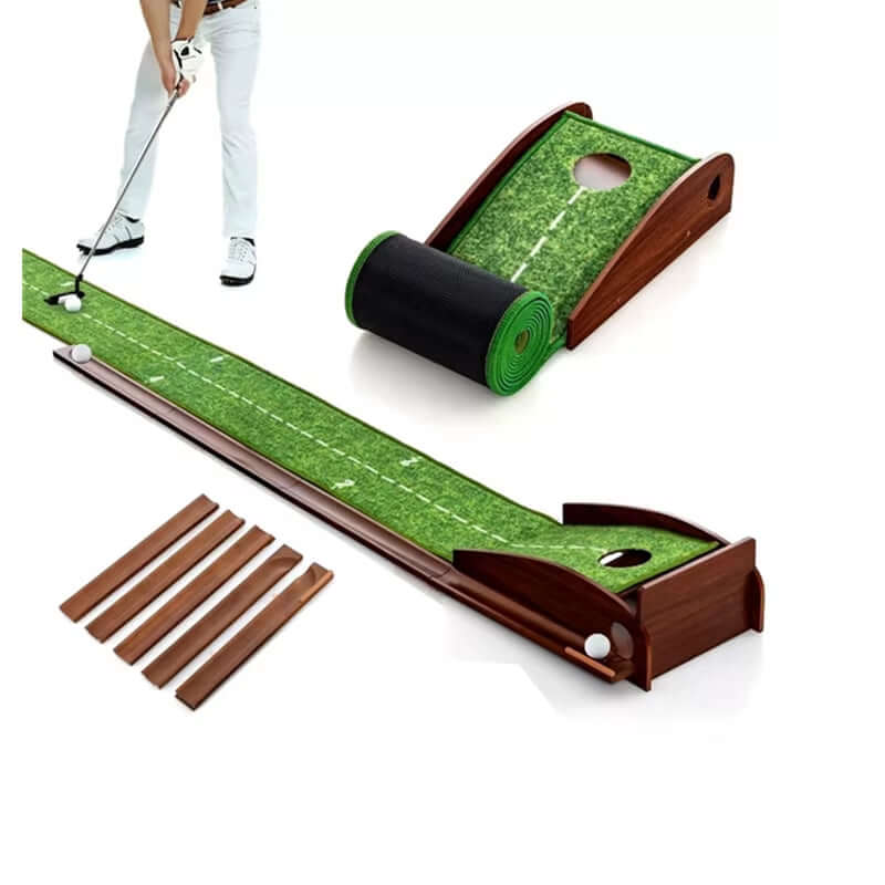 Putting Green Indoor Mat Outdoor Golf Putting Mat with Automatic Ball Return - Ideal for Home, Office, and Outdoor Use