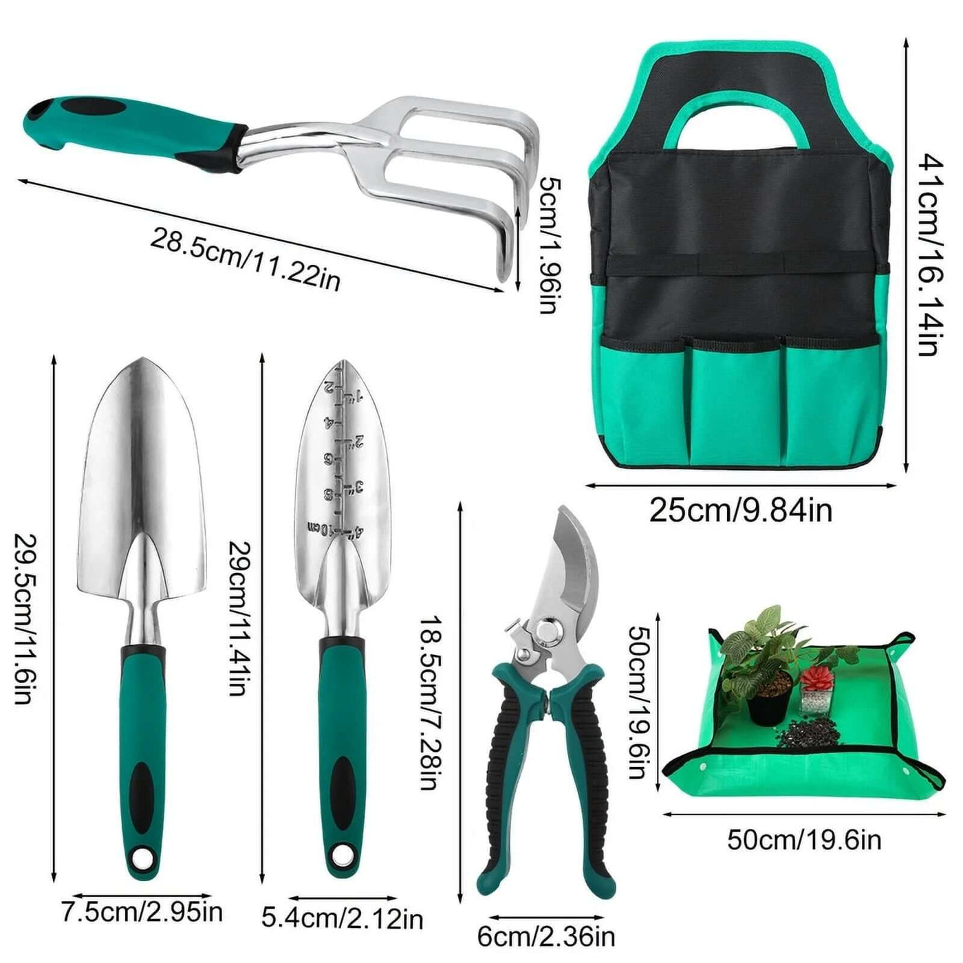 7 Pcs Gardening Tools Set, Gardening Hand Tools with Rust-Proof,Stainless Steel,High Quality Aluminum Alloy Material, Gardening Supplies Set Ideal Gardening Gift