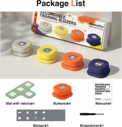 Pet Communication Vocal Training Toy - Dog Button Record Talking Pet Communication Vocal Training Interactive Toy Bell Ringer with Pad and Sticker Easy to Use