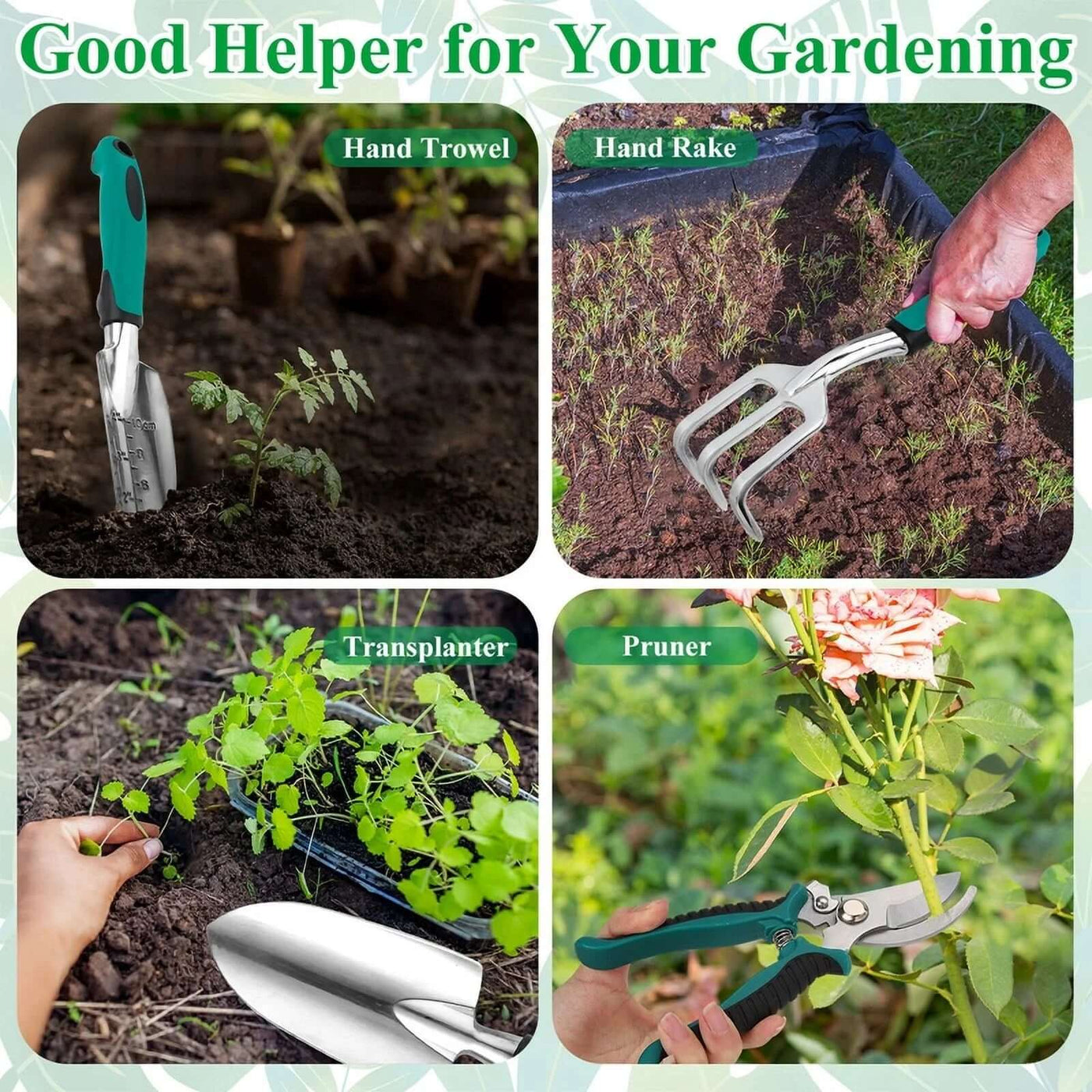 7 Pcs Gardening Tools Set, Gardening Hand Tools with Rust-Proof,Stainless Steel,High Quality Aluminum Alloy Material, Gardening Supplies Set Ideal Gardening Gift