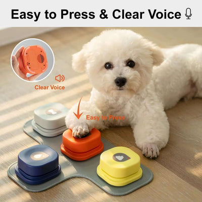 Pet Communication Vocal Training Toy - Dog Button Record Talking Pet Communication Vocal Training Interactive Toy Bell Ringer with Pad and Sticker Easy to Use