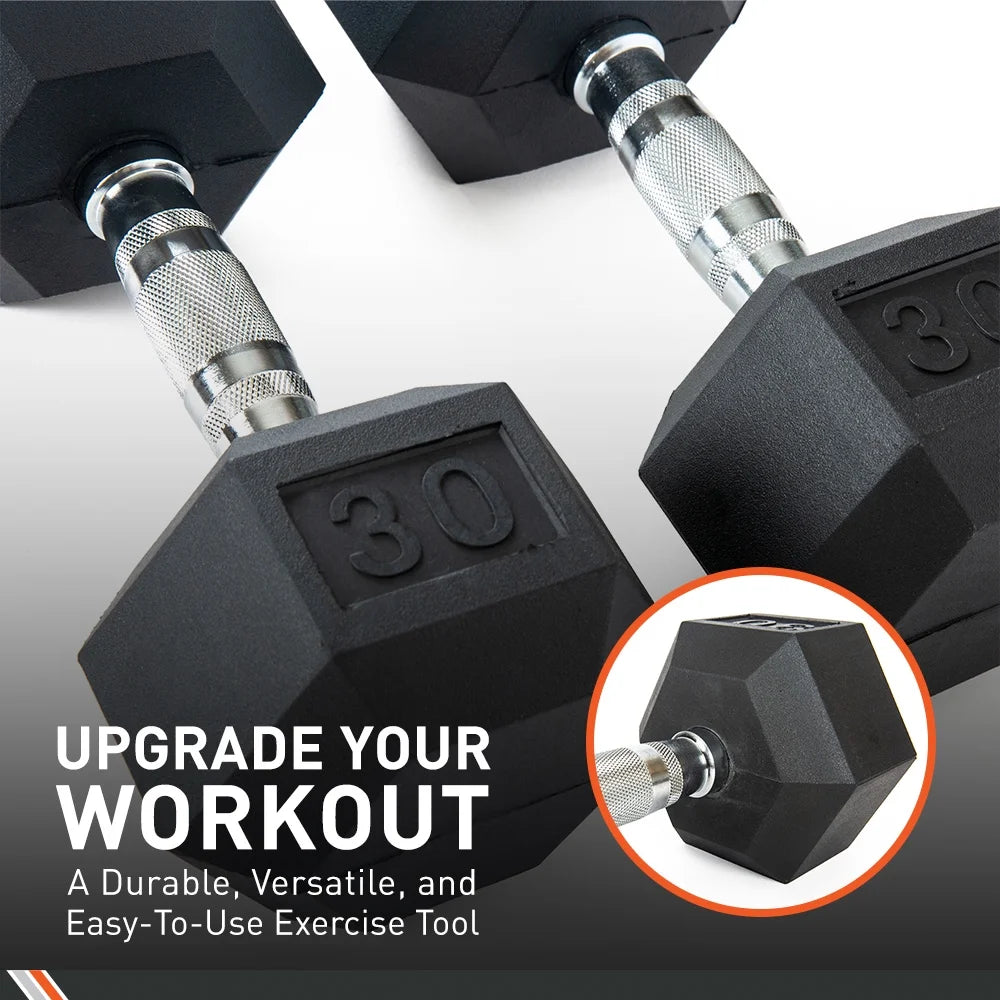 60Lb Rubber Hex Dumbbells