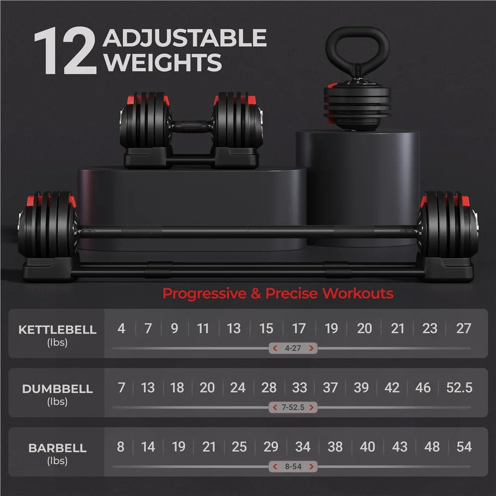3-in-1 Adjustable Dumbbell Set