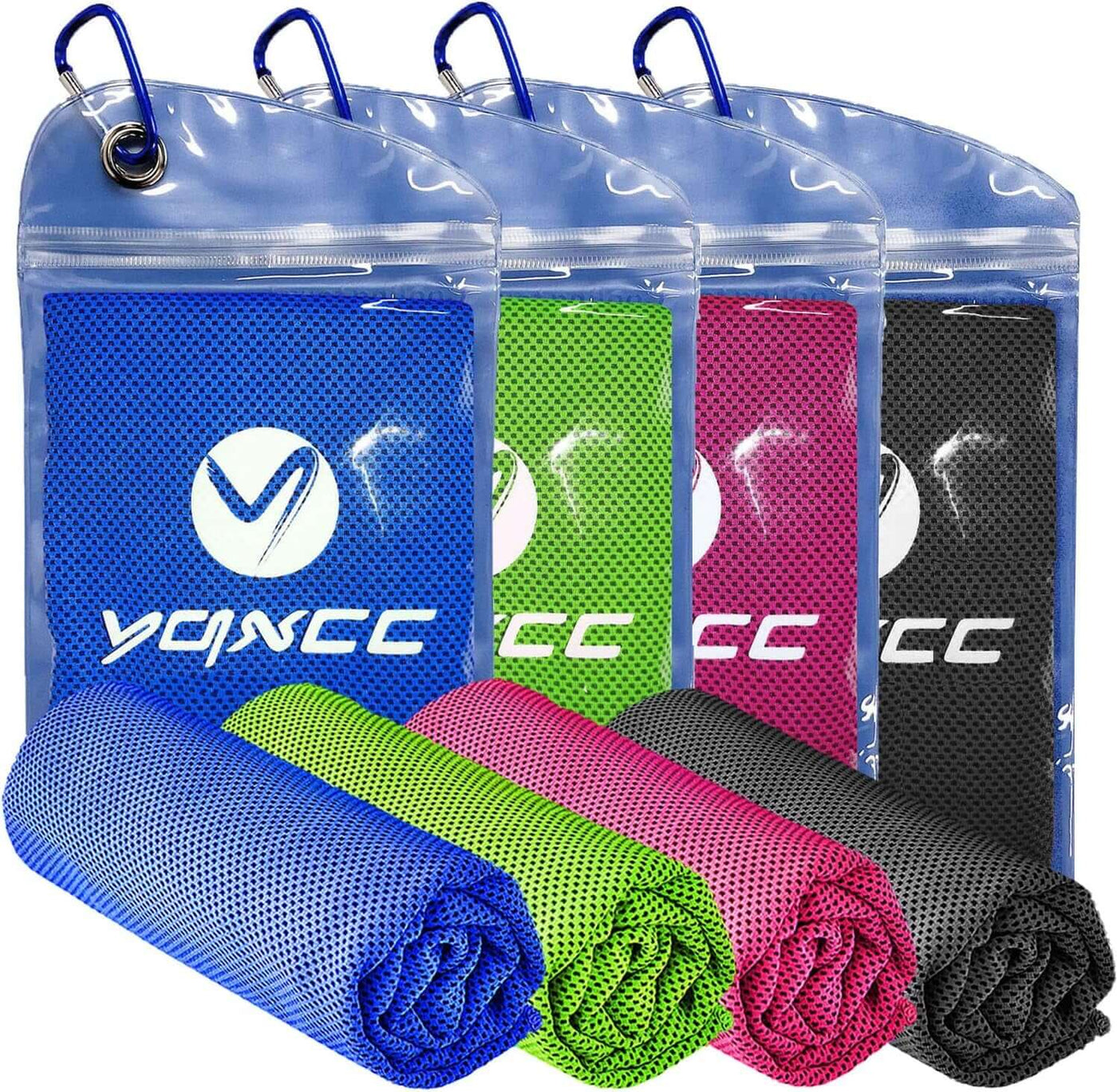 4 Pack Cooling Towel (47"X12") Ice Towel for Neck, Microfiber Cool Towel, Soft Breathable Chilly Towel for Yoga, Sports, Golf, Gym, Camping