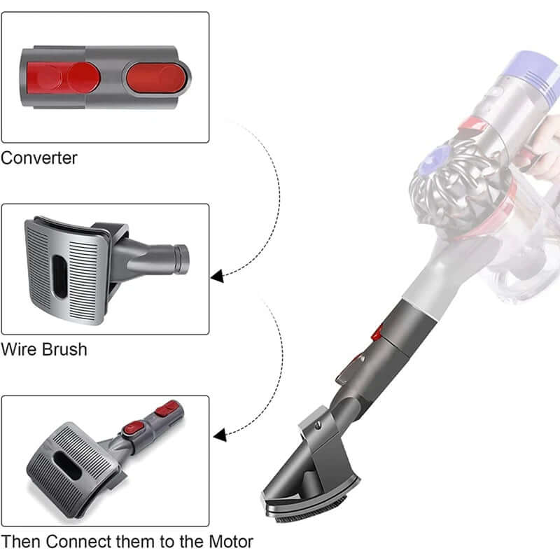 Vacuum Cleaner Brush Adapter Pet Groom Tool Dog Brush Tool for Dyson V11 V10 V8 V7 V6 Vacuum Clean with Converter Pets Hair Tool