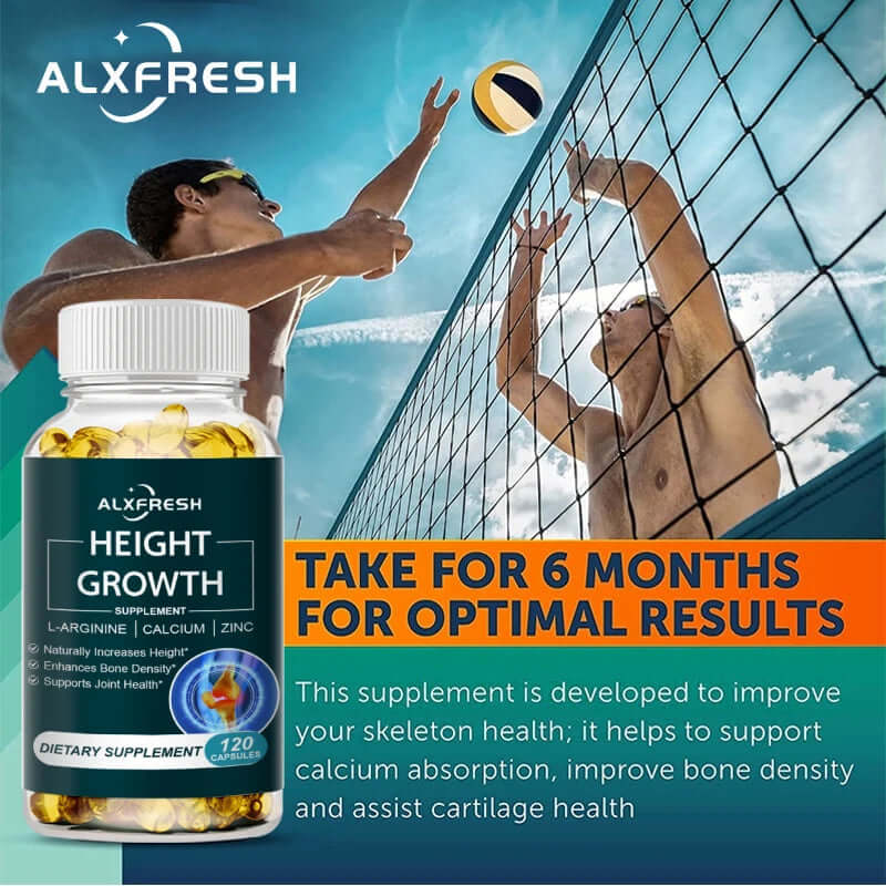 Height Growth Supplement with Vitamins and Calcium Zinc Improves Bone Strength Natural Capsules Promotes Growth Improve Immunity