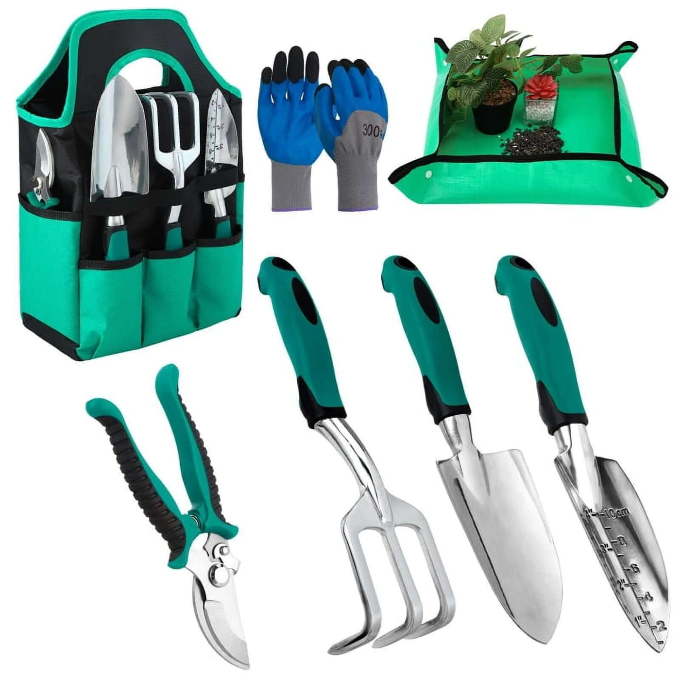 7 Pcs Gardening Tools Set, Gardening Hand Tools with Rust-Proof,Stainless Steel,High Quality Aluminum Alloy Material, Gardening Supplies Set Ideal Gardening Gift