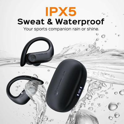 X3 Pro - Workout True Wireless Earbuds, Comfortable Earhooks, Bluetooth 5.3, Punchy Bass, Noise Isolation, 145H Playtime, IPX5 Waterproof, Sweatproof, 2 Mics for Calls, Sport Bluetooth Earbuds