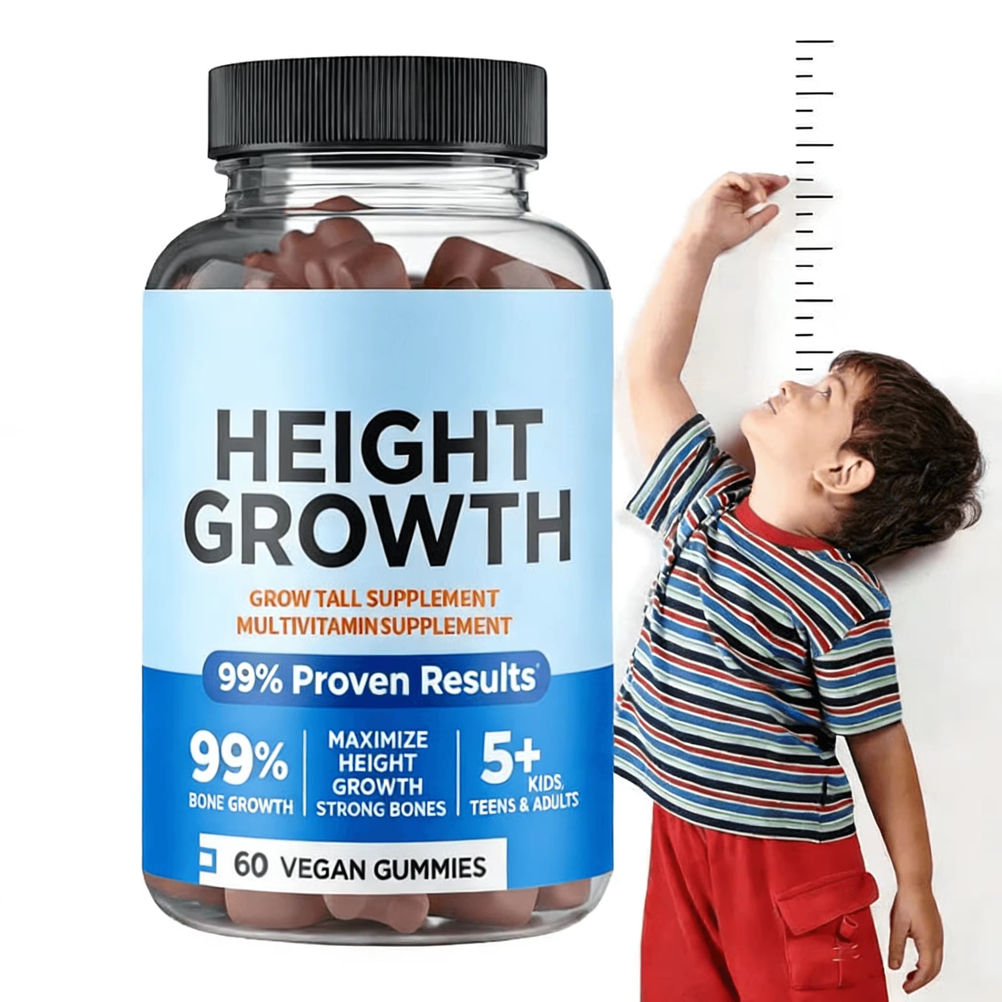 Height Growth Vitamin Gummies Calcium 100Mg Magnesium Glycinate 30Mg Zinc Ashwagandha Height Growth Gummies