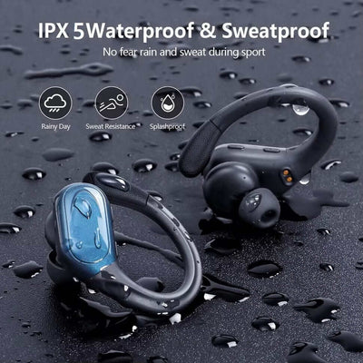 True Wireless Headphones TWS Bluetooth Earbuds Headsets Deep Bass Earphones Mic LED Power Display for Sport Workout Running Gym