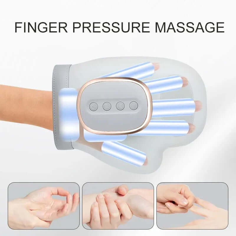 Hand Massager with Heat Compression Carpal Tunnel Wrist Finger Massagers Kneading Rollers Electric Portable Vibrating Gloves
