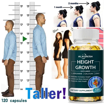 Height Growth Supplement with Vitamins and Calcium Zinc Improves Bone Strength Natural Capsules Promotes Growth Improve Immunity