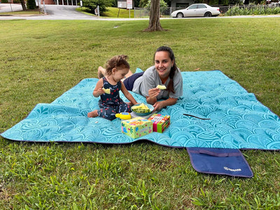 Picnic Blanket - Waterproof, Foldable, Sandproof - 79"X79" Concert, Beach, Yard, Outdoor Grass Blanket - Large (Peacock Blue)