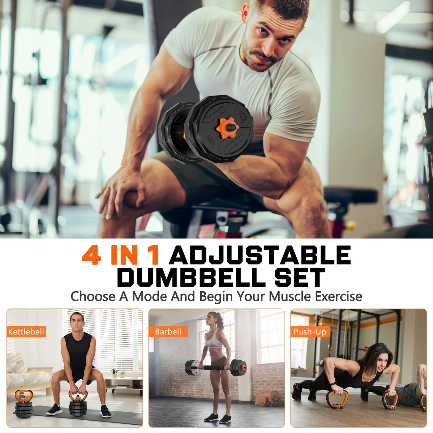 44LB 4-in-1 Dumbbell Set