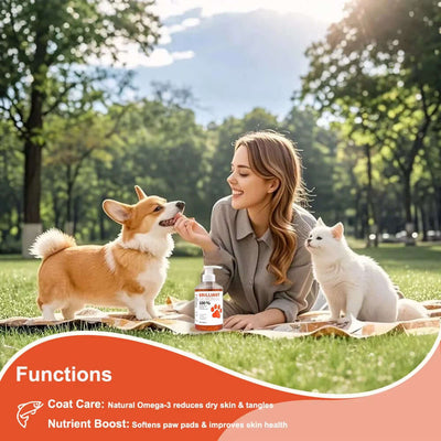 Human-Grade Salmon Oil for Dogs & Cats Omega 3 Fatty Acids Supplement (500Ml, 300Ml, 200Ml 100Ml) for Optimal Health & Nutrition