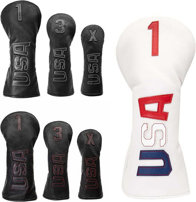 Taylormade, Titleist, Callaway Golf Driver & Fairway Wood Headcovers - Black Synthetic Leather, Thick, Cool, USA Made