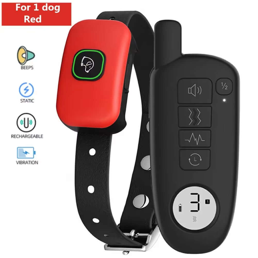 1000Ft Range Dog Training Collar Waterproof Electric Shock Vibration Sound Dogs Bark Collar for Small Medium Large Dogs Trainer