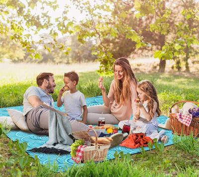 Picnic Blanket - Waterproof, Foldable, Sandproof - 79"X79" Concert, Beach, Yard, Outdoor Grass Blanket - Large (Peacock Blue)