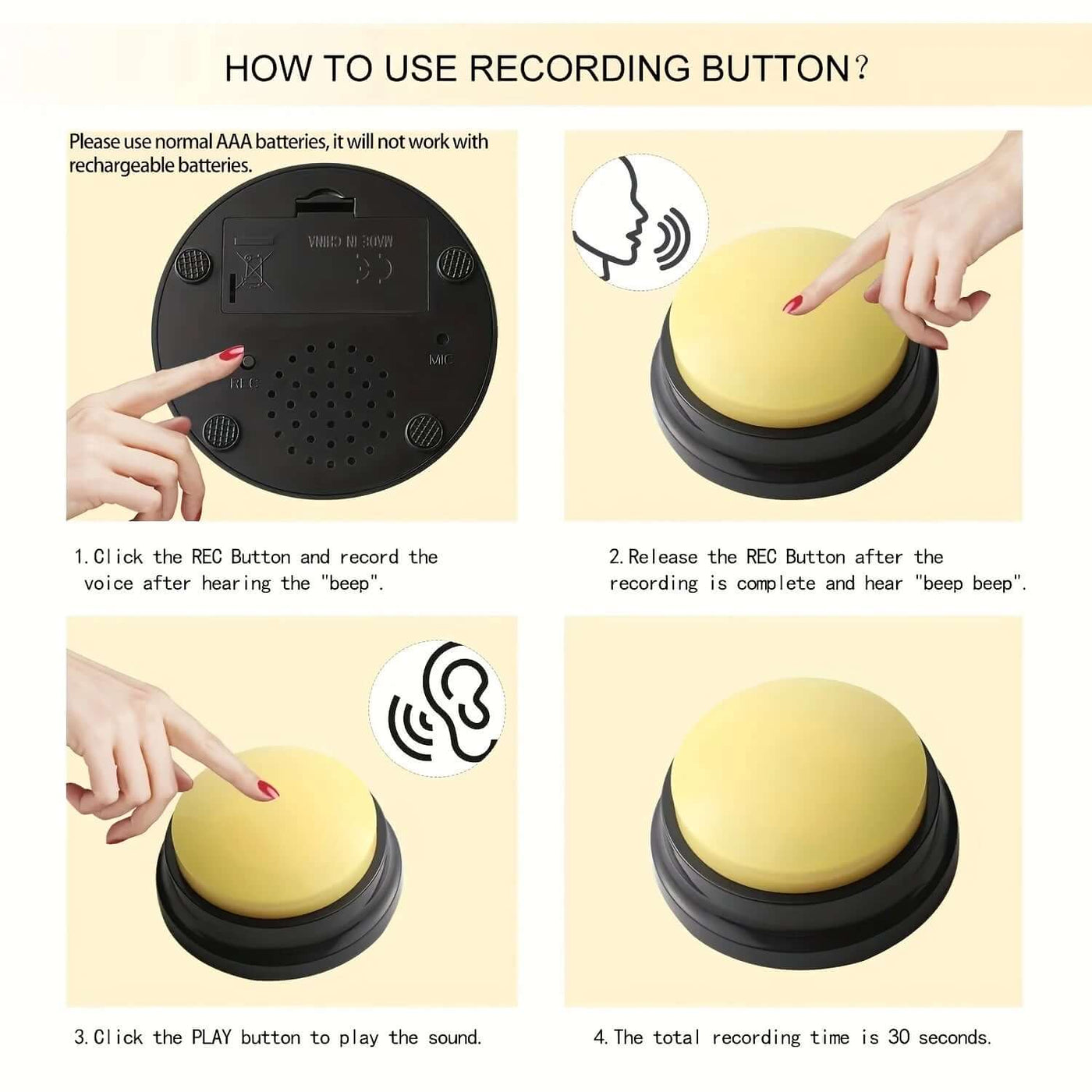 4Pcs/Set Pet Recording Button, Pet Training Buzzer, Pet Toy, Pet Supplies, without Battery. Dog Snuffle Mats Stuff for Dogs Dog