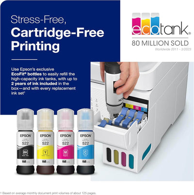 Ecotank ET-4800 Wireless All-In-One Cartridge-Free Supertank Printer with Scanner, Copier, Fax, ADF and Ethernet – Ideal-For Your Home Office, White