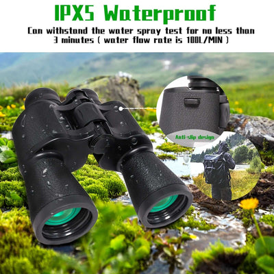 Binoculars, 20X50 Binoculars for Adults, Compact HD High Powered Binoculars with Low Night Vision 28Mm Large Field Binoculars with BAK4 Prism FMC Lens for Hunting Bird Watching Sports
