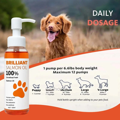 Human-Grade Salmon Oil for Dogs & Cats Omega 3 Fatty Acids Supplement (500Ml, 300Ml, 200Ml 100Ml) for Optimal Health & Nutrition