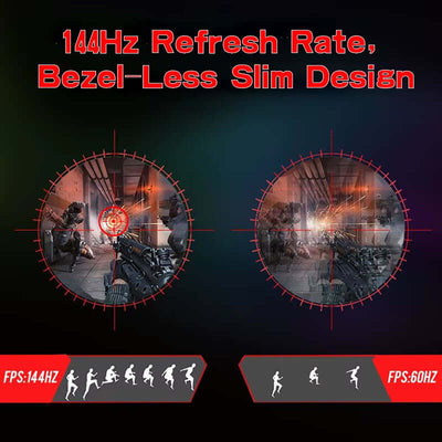 Monitor 34'' 144Hz Bandfish Screen Curved 1500R Gaming Bezel-Less Slim 400HDR Nits 100% SRGB Wide Color Gamut Fast VA Te