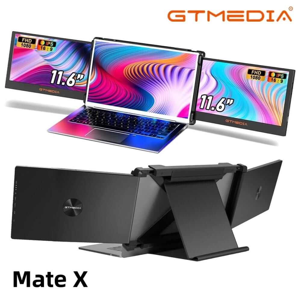 GTMEDIA 11.6Inch Portable Monitor 1920*1080 IPS FHD Triple Dual Extender Screen Full View Fold Display for 13.0-17.3Inch Laptops