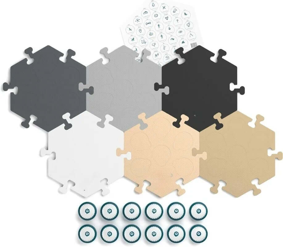 Kit Facing Sound - 12 Recordable Buttons for Dogs & 6 Neutral Hextiles | Dog & Cat Communication Buttons Set | with Batteries