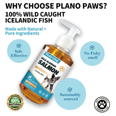 High Potency Omega-3 Pet Skin and Coat Health Supplements with Natural Wild Alaskan Salmon Oil for Dog & Cat-200Ml