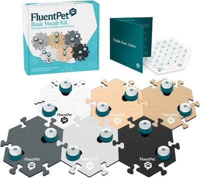 Kit Facing Sound - 12 Recordable Buttons for Dogs & 6 Neutral Hextiles | Dog & Cat Communication Buttons Set | with Batteries